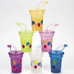 12 Birthday Balloon Sippee Cup w Straw Kids Party Favors Birthday Supply