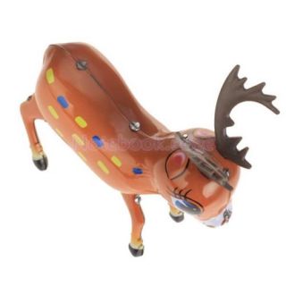 Lovely Vintage Style Wind Up Clockwork Reindeer Deer Toy Kids Party Favor Gift