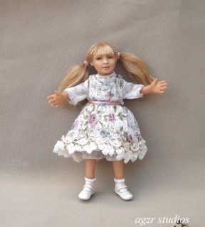 OOAK 1 12 Dollhouse Miniature Doll Girl Child Baby Sculpture Poseable Handmade