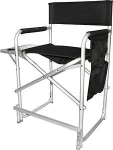 Tall Director Chair 24'Ground High Heavy Duty Chair w Table Pouch CH1209 Black