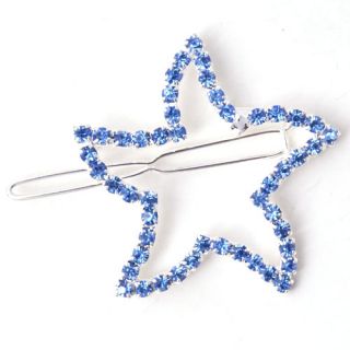 Blue Star Class Charming New Stylish Rhinestone Crystal Hair Clip Handmade Top