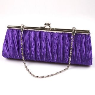 Purple Women Lady Satin Clutch Chain Purse Handbag Evening Party Tote LS on Sale