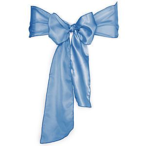 10 Baby Blue Satin Chair Covers Sash Bow Wedding Party