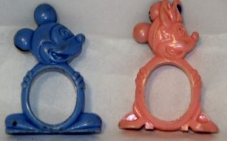 Vintage WDP Mickey Minnie Mouse Character Party Napkin Rings Como Tex Plastic