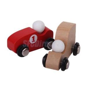 5pcs Wooden Car Decorative Toy for Kids Red or Wood Color Handmade Handc​rafted