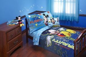 Disney Kids Mickey Mouse Space Adventure Bed 4pc Toddler Bedding Sheet Set