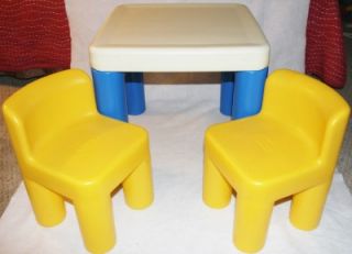 Little Tikes Table 2 Yellow Chairs Child Sized Infant Toddler Preschool Toy Lot