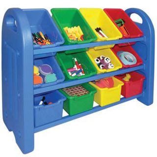 12 Bin Toy Storage Playroom Classroom Organizer w Colored Totes ECR4Kids