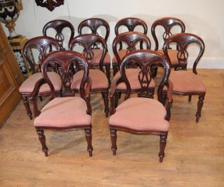 10 Victorian Balloon Back Dining Chairs Diners
