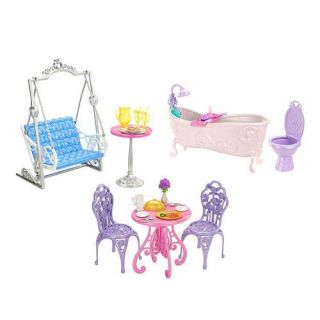 Disney Princess Doll ROYAL CASTLE Dining Bathroom Patio Furniture Barbie Set NEW