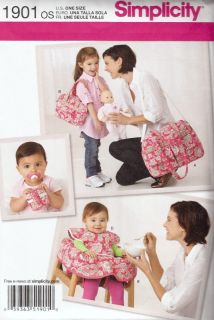 S1901 Simplicity Baby Accessories Pattern Diaper Bag in 2 Sizes Free US Shipping