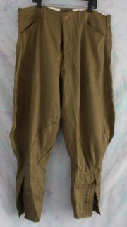 Vintage Army Green Militarywool Riding Knicker Pants 35 27