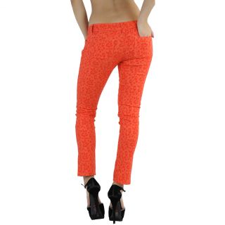 Women's Colored Full Length Cheetah Animal Print Skinny Denim Ankle Jean Pants