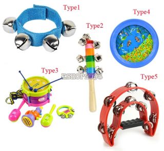 5pcs Roll Kids Children Drum Musical Instruments Kit Set Hand Bells Rattles EP98