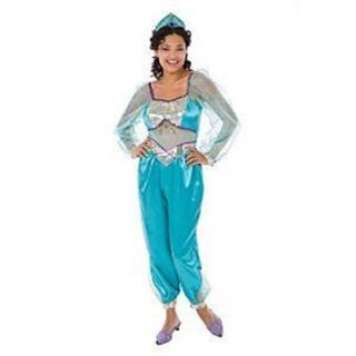 New Halloween Costume Ladies Adult Aladdin Disney Jasmine SM Crown Princess