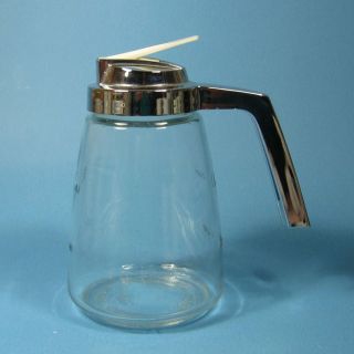 Federal Housewares Vintage Glass Syrup Pitcher Silver Plastic Handle