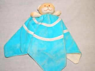 Blankets Beyond Baby Nunu Blue w White Swirl Tan Teddy Bear Security Blanket
