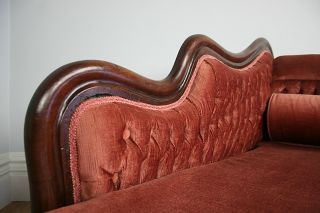 Antique Mahogany Victorian Upholstered Chaise Longue Couch Settee Sofa Chair