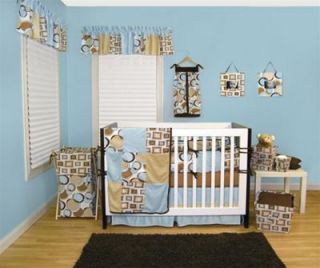 Trend Lab Bubbles Teal 5 Piece Nursery Crib Bedding Set New Teal Brown Baby