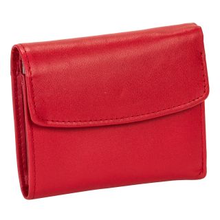 Buxton Women's Red Leather Hudson Mini Wallet New Small Compact Card Trifold