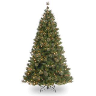 National Tree Co. Carolina Pine 7.5 Green Hinged Pine Artificial Christmas Tree with 750 Clear Lights with Stand