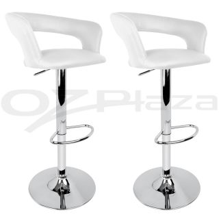2X PU Leather Bar Stool Kitchen Chair White 328 Gas Lift Rotating Adjustable
