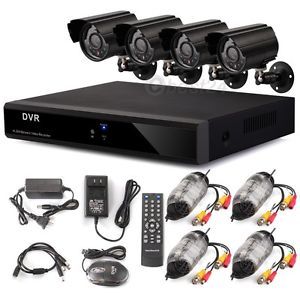 Home 4CH CCTV Security System H 264 DVR Outdoor IR Day Night Surveillance Camera