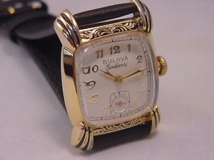 Mens Vintage 1952 Enameled Case Art Deco 21 Jewel Bulova Excellency Watch