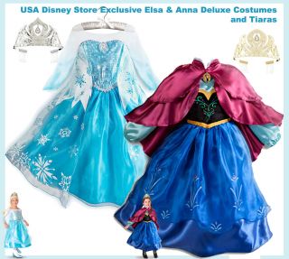  Costume Elsa Anna Frozen Princess Fancy Dress Girl Sz 5 6 Tiara