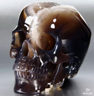 Huge 5 0" Geode Agate Carved Crystal Skull Healing