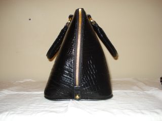 Brahmin Vivian Dome Black Crocodile Embossed Leather Satchel Handbag Bag Doctors