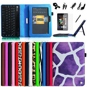 Folio Removable Bluetooth Keyboard Case Cover for Kindle Fire HD 7" Accessories