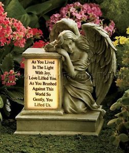 Solar Sleeping Angel Statue Memorial Grave Marker Garden Yard Lawn Outdoor Decor