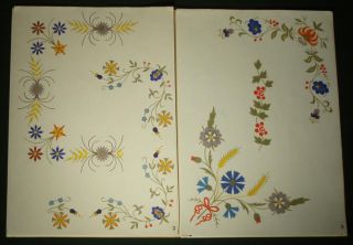 Polish Hand Embroidery Pattern Ethnic Floral Designs Regional Linen Art Poland