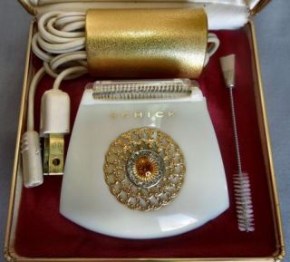 Vtg Lady Schick Crown Jewel Electric Razor Shaver w Original Case Mid Century
