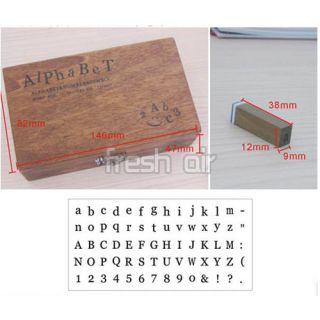 70pcs Rubber Stamps Set Vintage Wooden Box Case Alphabet Letters Number Craft