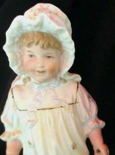 1880 1910c Victorian German Gebruder Heubach Bisque Porcelain Girl Figurine Doll