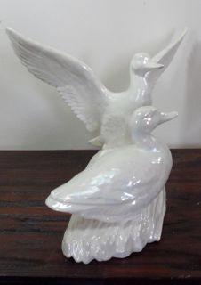 Vtg Mid Century Iridescent Duck Bird Geese Figurine Statue Lawn Garden Ornament