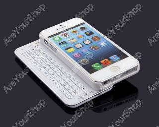 2 4G Hard Case Cover Slide Bluetooth Keyboard Wireless for Apple iPhone 5 White