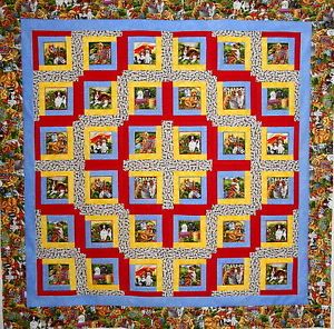 Furry Puppy Dog Log Cabin Quilt Top Kit 62x62" Easy Beginner Label Included
