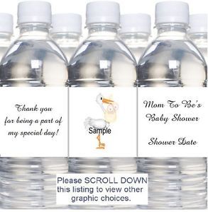 20 Baby Shower Favors Custom Water Bottle Labels Twins Triplets