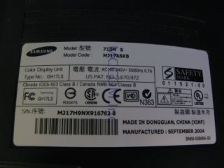 Samsung SyncMaster 710N 17" LCD Monitor 8808979310722
