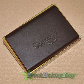 Crocodile 063 4 PU Leather Magnetic Stainless Steel Business Card Case Holder