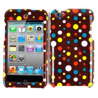 For Apple iPod Touch 4 4th Gen Hard Cover Polka Dots on Brown Faceplate Case