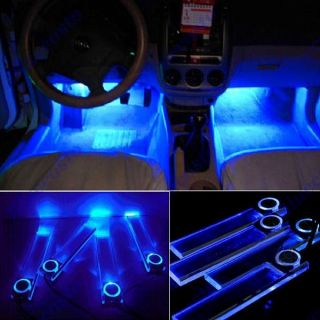 4 in 1 Car Charger 12V LED Interior Decoration Floor Decorative Light Lamp Blue