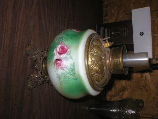 Vintage Old Hurricane Kerosene Lamp Base Floral Rose Design Cast Iron Base