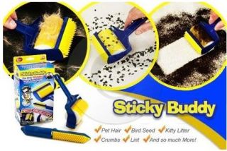 2 PC Set Reusable Sticky Buddy Picker Cleaner Lint Roller Pet Hair Remover Brush