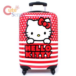 Sanrio Hello Kitty 20" Hard Case Luggage Suit Case Trolley Bag Red Stripe Dots