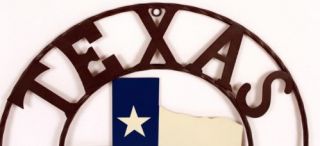 Metal Texas Map Lone Star Circle Sign Wall Decor