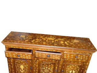 Bone Inlay Sideboard Buffet Chest Carved Wood India Antique Furniture Home Decor